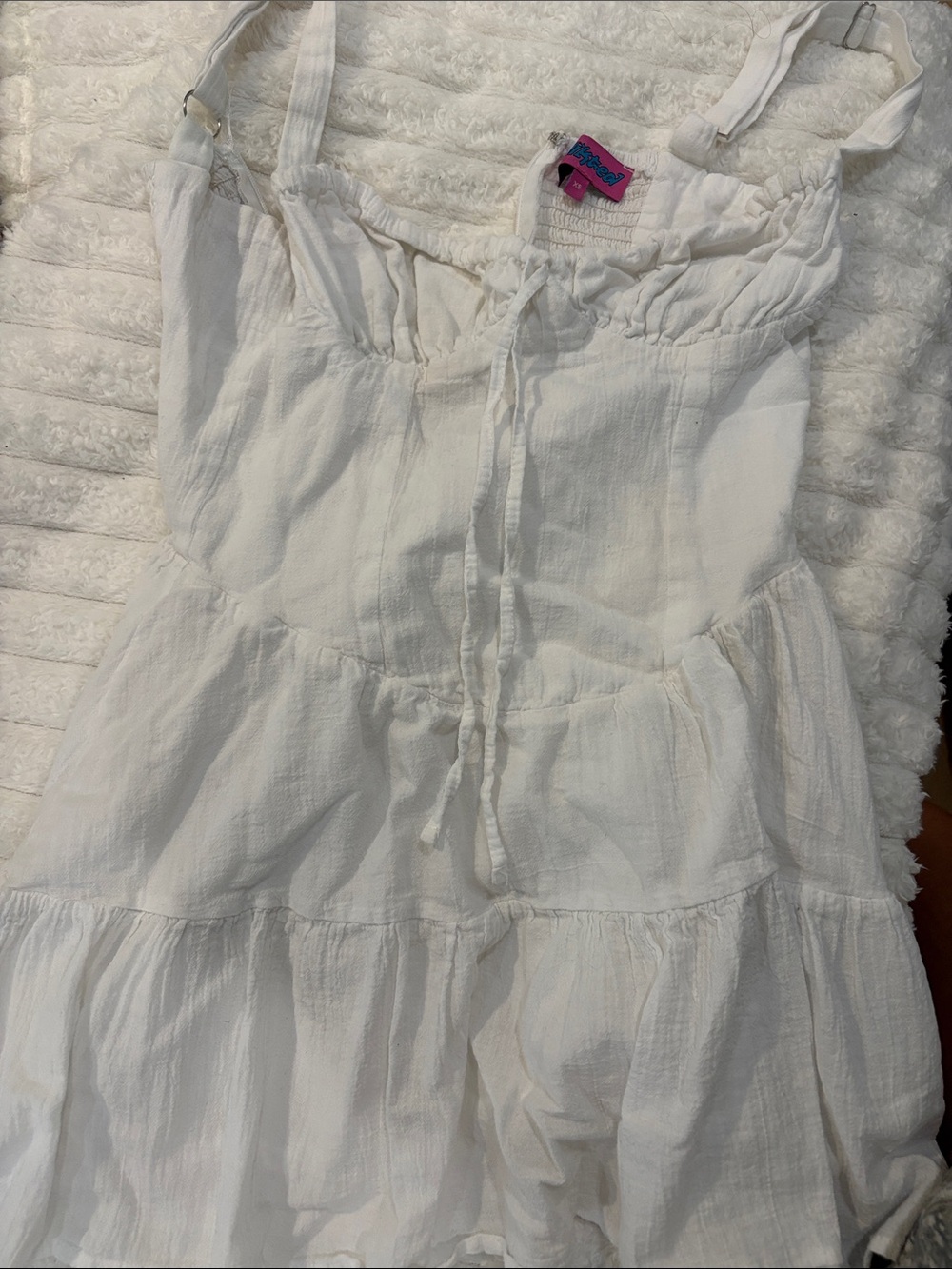 Edikted White Tiered Mini Sundress